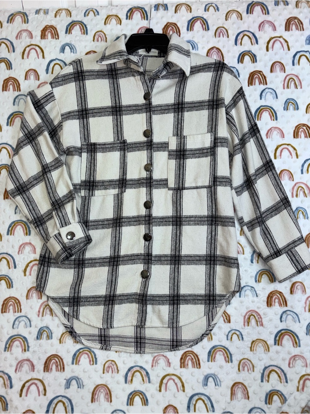 Goodnight Macaroon Cream & Black Plaid Button-Up Shirt